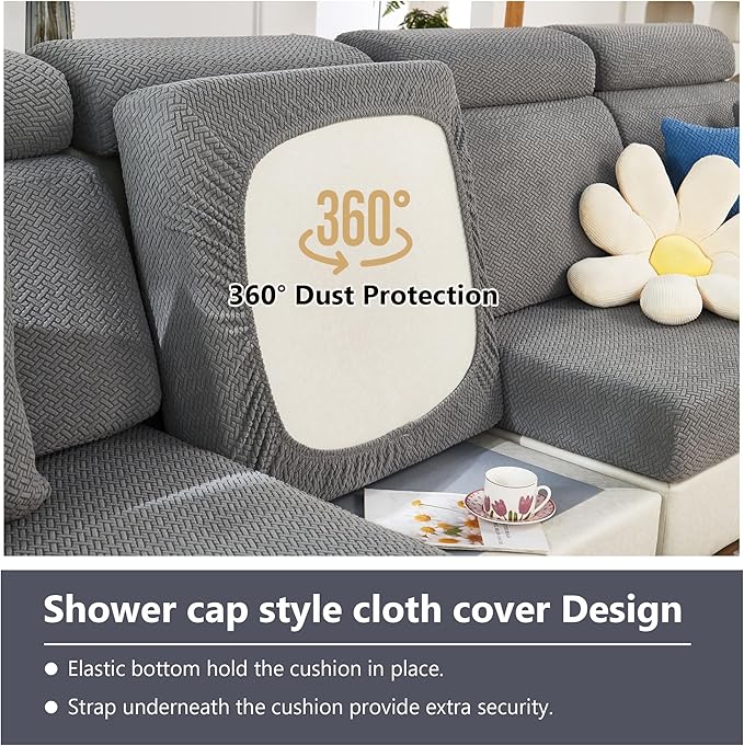Couch Cushion Covers for Sofa Couch Covers Wear-Resistant Universal Sofa Cover Washable Stretch for Sectional Slipcovers (Texture-Green,Back Cover L)