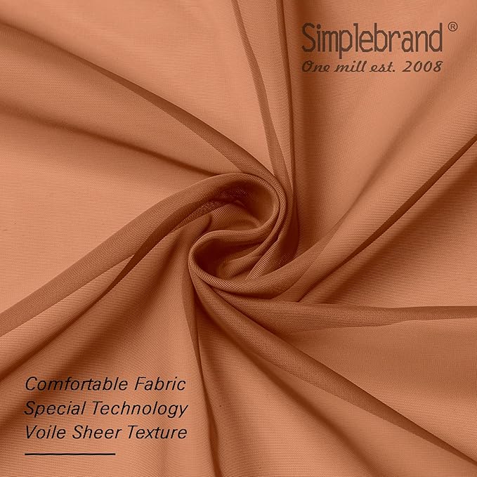 Simplebrand Orange Sheer Curtains 84 Inches Long, Light Filtering Rod Pocket Solid Color Window Sheer Curtain Panels, Elegant Curtains & Drapes for Living Room, Bedroom 2 Panels (42" W x 84" L)