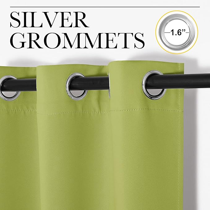 NICETOWN Fresh Green Blackout Curtains 86 inches Length for Living Room, 2 Panels, 55" Wide, Thermal Insulated Long Drapes for Large Window