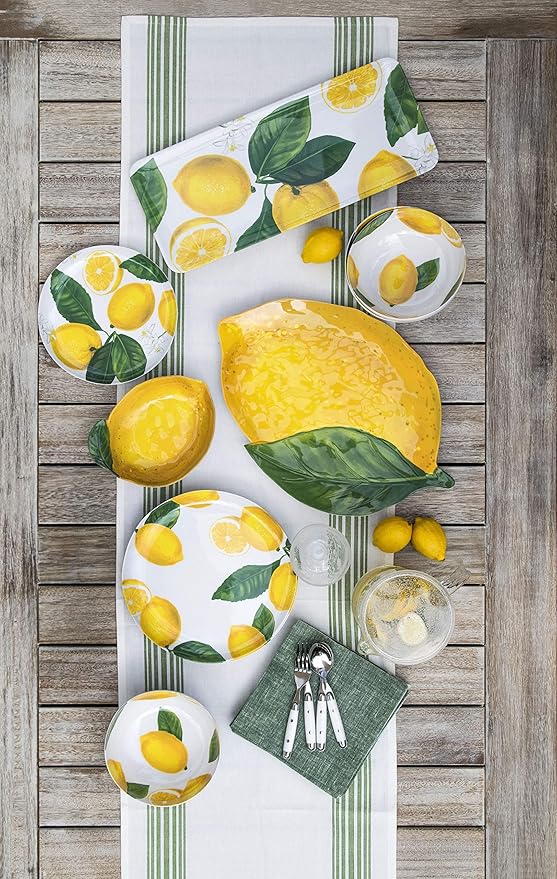 Abode Homewares by TarHong Lemon Fresh Figural Bowl, 8” x 2”, 16-Oz., Pure Melamine, Indoor/Outdoor, Set of 6