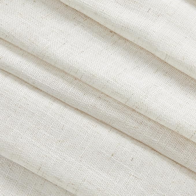 MYSKY HOME Sheer Curtains 63 Inch Length for Bedroom, Window Curtain Panels Light Filtering Privacy Protect Drapes Set, Boho Farmhouse Style Texture Soft Touch, 50" x 63", Linen, 2 Panels