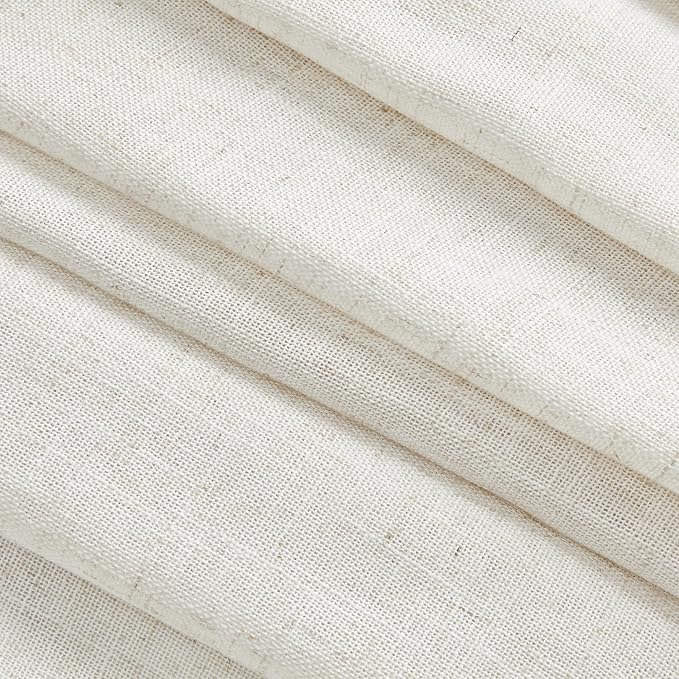 MYSKY HOME Linen Curtains for Sliding Glass Door, Back Tab Semi Sheer Curtain Panels Extra Long Floor Length Drapes Linen Texture Soft Touch Country Curtains, 50x120 Inch, Linen, Set of 2
