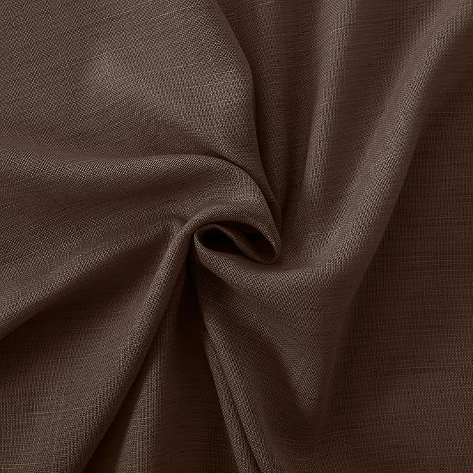 BGment Linen Curtains 40 Inch Length for Short Window, Brown Small Semi Drapes for Kitchen Cafe Over Sink Bathroom Decor Lightweight Rustic Country Textured Rod Pocket, 2 Panels Set, Each 42 Inch Wide