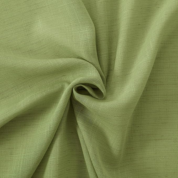 BGment Short Olive Green Curtains 36 Inch Length for Kitchen Cafe Window - Small Linen Drapes Rod Pocket Semi Sheer Textured for Bedroom Country Lightweight Natural Rustic, 2 Panels Set, 30 X 36 Inch