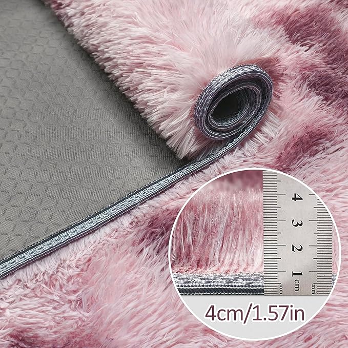 Tie-Dyed Blush 2x6 Machine Washable Runner Rugs for Hallway Soft Fluffy Shaggy Bedside Rugs for Bedroom Living Room Indoor Floor Carpet for Kids Girls and Boys Nursery Rooms Home Decor Aesthetic