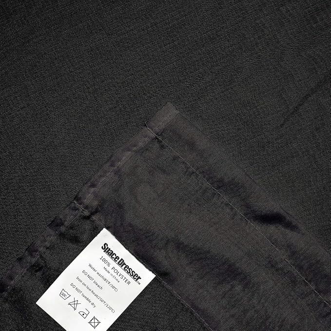 SpaceDresser Sheer Voile Window Treatment Rod Pocket Curtain Panels for Kitchen Bedroom Living Room Drapes Sunlight Filtering Privacy Semi Home Decor Assorted (Black, 52 W x 90 L)