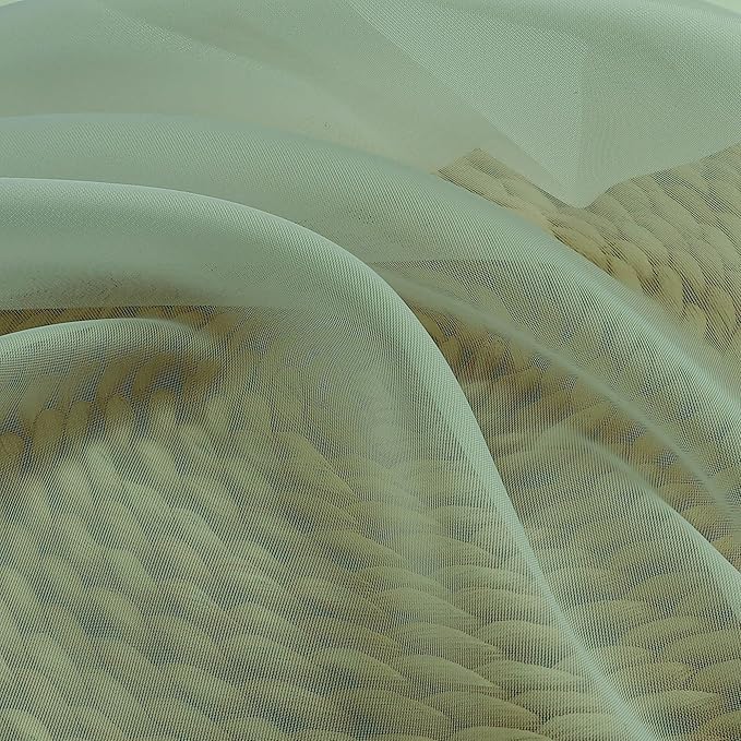 OVZME 2 Panels Sheer Sage Green Curtains 54 Inches Length Window Treatment for Kitchen, Elegant Airy Transparent Curtain Draperies Rod Pocket for Kids Living Room, Each 42 Width 54 Length