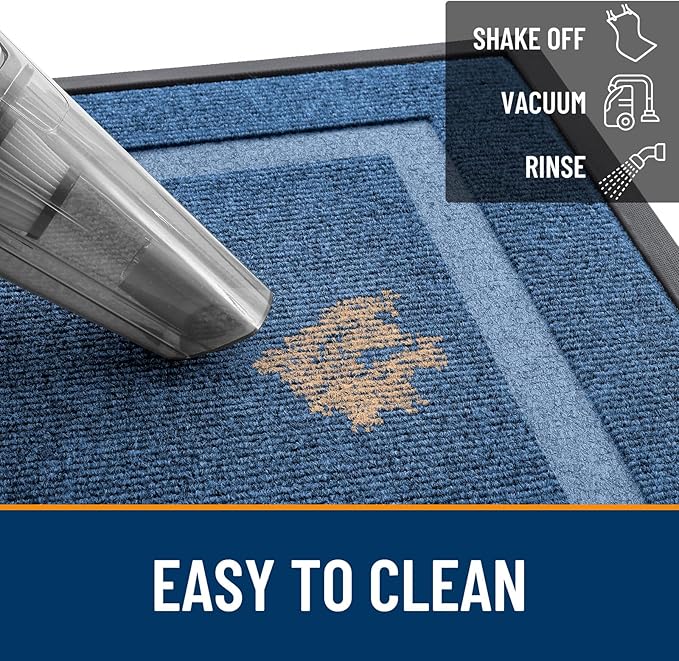 OLANLY Front Door Mat Indoor Outdoor Entrance, Waterproof All-Season, All-Weather Doormat, Sturdy Natural Rubber, Fade Resistant, Low Profile, Easy Clean Patio Porch Entryway Mat, 47x32, Light Blue