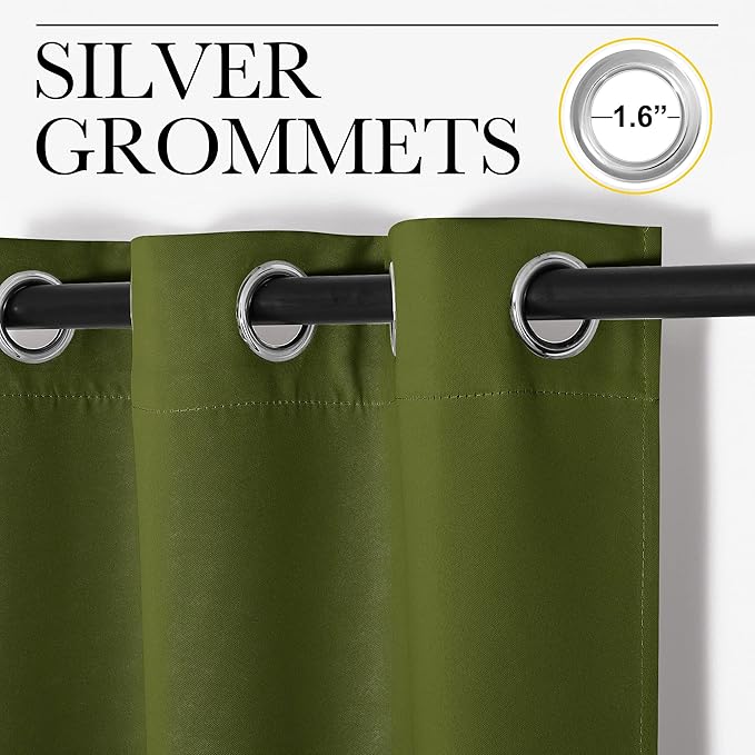 NICETOWN Olive Green Blackout Curtains 78 inches Length for Living Room, 2 Panels, 55" Wide, Thermal Insulated Decoration Drapes for Bedroom Window