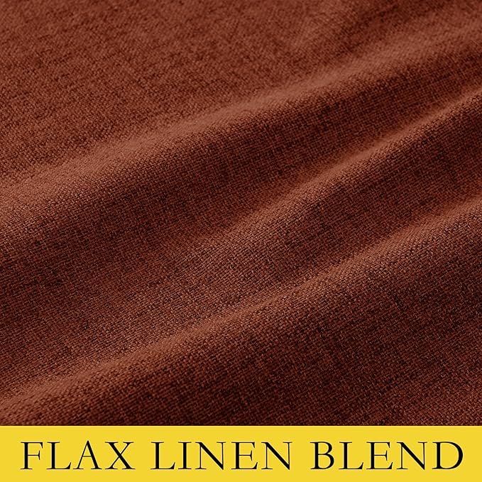NICETOWN 100% Absolutely Blackout Linen Curtains with Thermal Insulated Liner, 62" Wide, 2 Panels, 120" Long Drapes, Grommet Retro Burnt Orange Linen Curtains Vertical Drapes Privacy for Bedroom