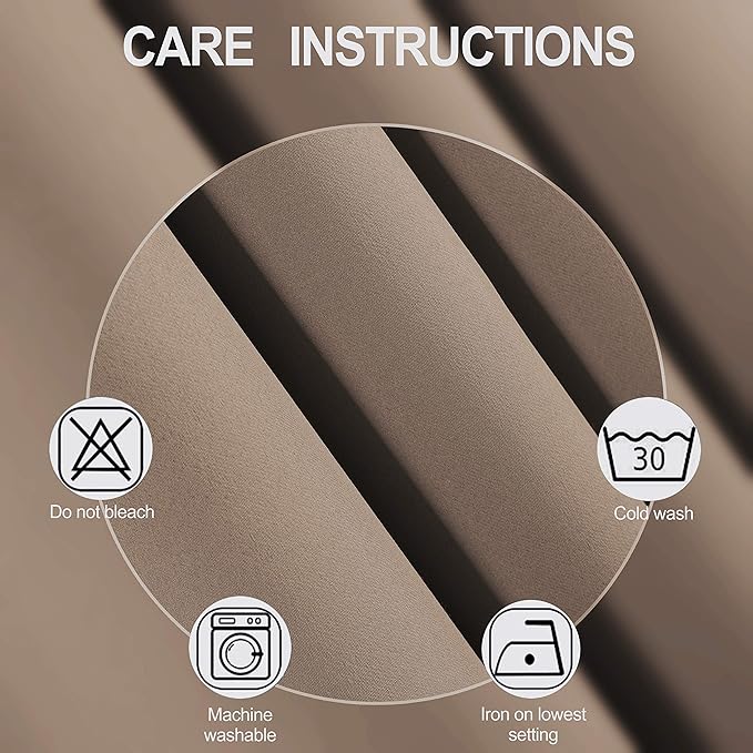 LEMOMO Cappuccino Thermal Blackout Curtains/42 x 84 Inch/Set of 2 Panels Room Darkening Curtains for Bedroom