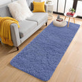 OLANLY 2x5 Machine Washable Runner Rugs for Hallway, Soft Fluffy Shaggy Bedside Rugs for Bedroom, Living Room, Indoor Floor Carpet for Kids Girls and Boys, Home Decor Aesthetic, Denim Blue
