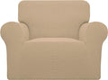 Easy-Going Stretch Oversized Chair Sofa Slipcover 1-Piece Couch Sofa Cover Furniture Protector Soft with Elastic Bottom for Kids Spandex Jacquard Fabric Small Checks Sand