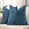 decorUhome Navy Blue Chenille Euro Sham Throw Pillow Covers 24x24 Set of 2 Textured Soft Cozy Slubby Couch Pillow Covers Modern Farmhouse Boho Decorative Pillow Cases for Bed Sofa Living Room