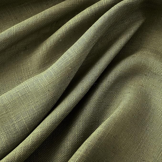 MIULEE Light Olive Green Linen Curtains 96 Inches Long 2 Panels for Bedroom Living Room, Soft Linen Textured Natural Window Drapes Semi Sheer Light Filtering Back Tab Rod Pocket Burlap Look Decor