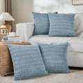 Fancy Homi 4 Packs Boho Light Blue Decorative Throw Pillow Covers 16x16 Inch for Couch Bed Sofa, Rustic Modern Farmhouse Home Decor, Soft Plush Corduroy Cute Square Cushion Case 40x40 cm