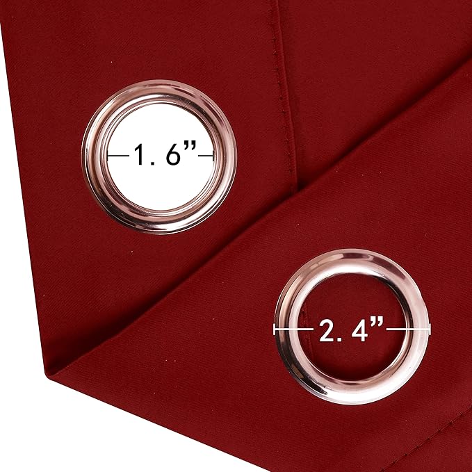 LEMOMO Blackout Curtains 66 x 84 inch/Red Curtains Set of 2 Panels/Thermal Insulated Room Darkening Bedroom Curtains