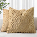 decorUhome Throw Pillow Covers 20x20 Inch Set of 2, Soft Plush Faux Wool Khaki Solid Couch Pillow Covers, Accent Farmhouse Neutral Square Pillow Cases for Sofa Bed Living Room
