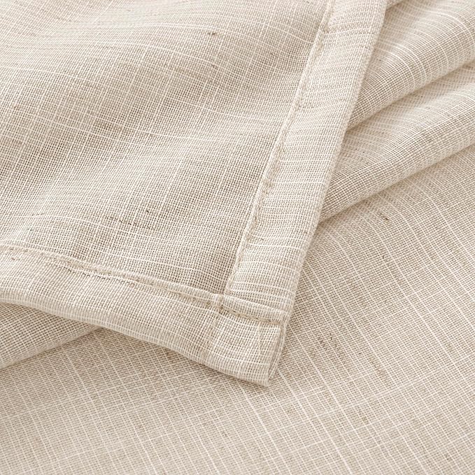 BGment Oatmeal Linen Curtains 63 Inches Long for Bedroom Windows, Sheer Drapes Lightweight Rustic Country Textured for Farmhouse Living Room Decor Rod Pocket, 2 Panels Set, Each 42 Inch Wide