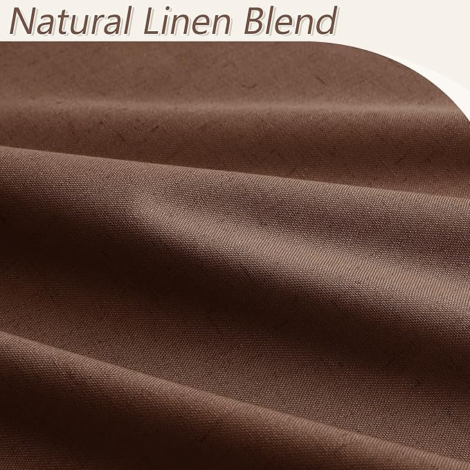 Guken 100% Blackout Curtains 120 Inch Length 2 Panels Set for Living Room Bedroom Back Tab Thermal Insulated Black Out Linen Drapes Room Darkening Window Curtains Rustic Brown 52x120