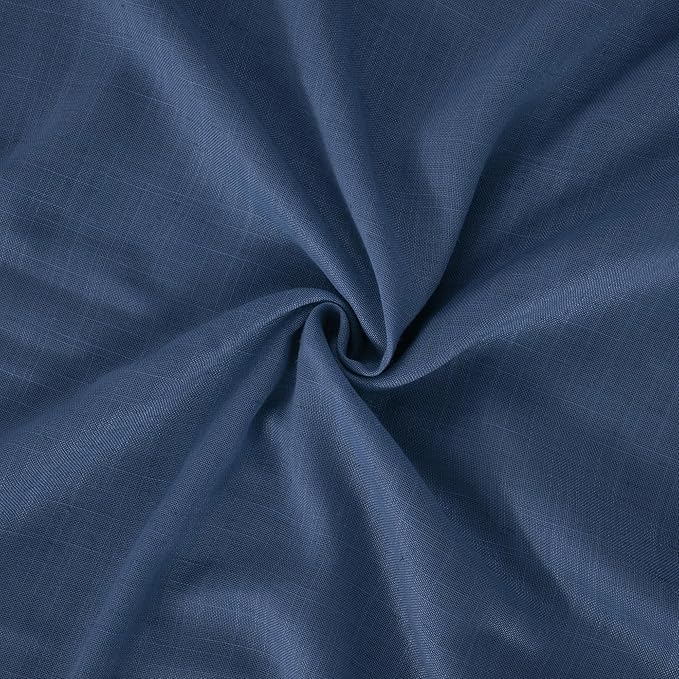 BGment Navy Blue Linen Curtains 63 Inch Length for Living Room, Semi Sheer Window Drapes Light Filtering Decor with Rod Pocket Lightweight for Dining Room Bedroom, 2 Panels Set, Each 52 Inch Wide