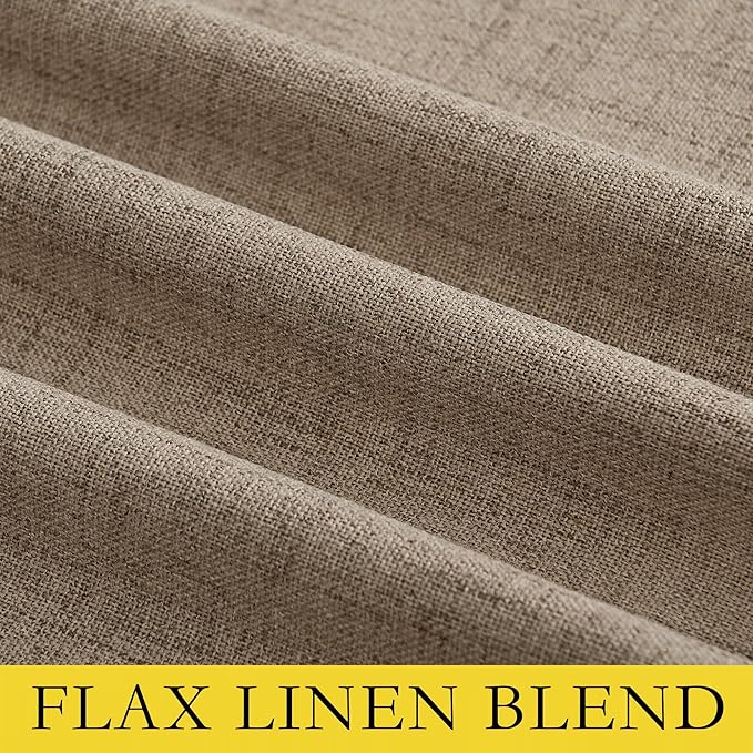 NICETOWN Burlap Vintage Open Linen Weave Flax Thermal Curtains, 100% Blackout Curtains 84 inches Long for Dining Room, Soundproof Window Treatment Drapes for Hall Room, 52" Wide Per Panel, Set of 2
