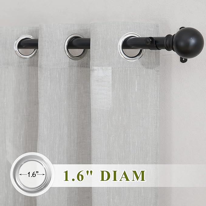 NICETOWN Linen Sheer Sliding Door Curtains 84 inch Long for Living Room, Grommet Semi Sheer Vertical Drapes Privacy with Light Filter for Home Office, W70 x L84, Grey, 1 Pair