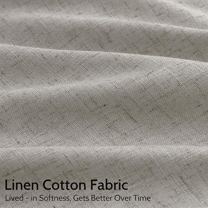 Silver Grey Linen Curtains 120 Inch Extra Long for Living Room Back Tab Light Filtering Semi Sheer Drapes Modern Farmhouse Boho Textured Curtain for Floor to Ceiling High Window 52x120,2 Panels