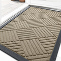OLANLY Front Door Mat Outside Entrance 33x21, Absorbent, Heavy Duty Sturdy Natural Rubber Doormat Indoor Outdoor, Stain and Fade Resistant, Non-Slip Low Profile Floor Mat for Entryway, Beige Diamond