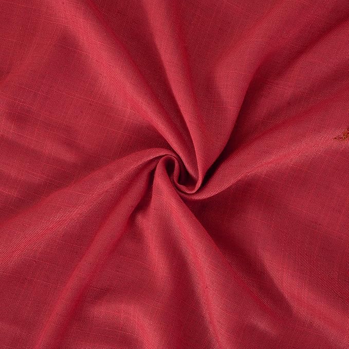BGment Red Linen Curtains 63 Inches Long for Living Room, Semi Sheer Window Drapes Textured with Rod Pocket for Bedroom Dining Room Lightweight, 2 Panels Set, Each 52 Inch Wide