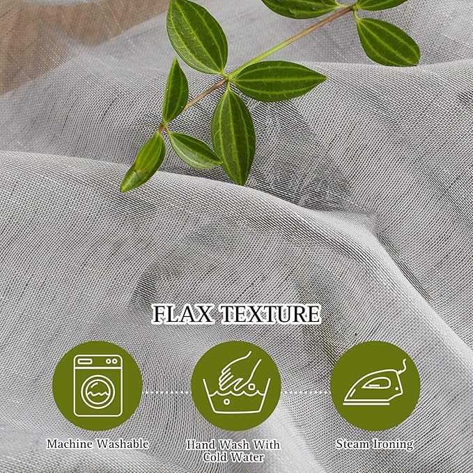 NICETOWN Linen Sheer Sliding Door Curtains 84 inch Long for Living Room, Grommet Semi Sheer Vertical Drapes Privacy with Light Filter for Home Office, W70 x L84, Grey, 1 Pair
