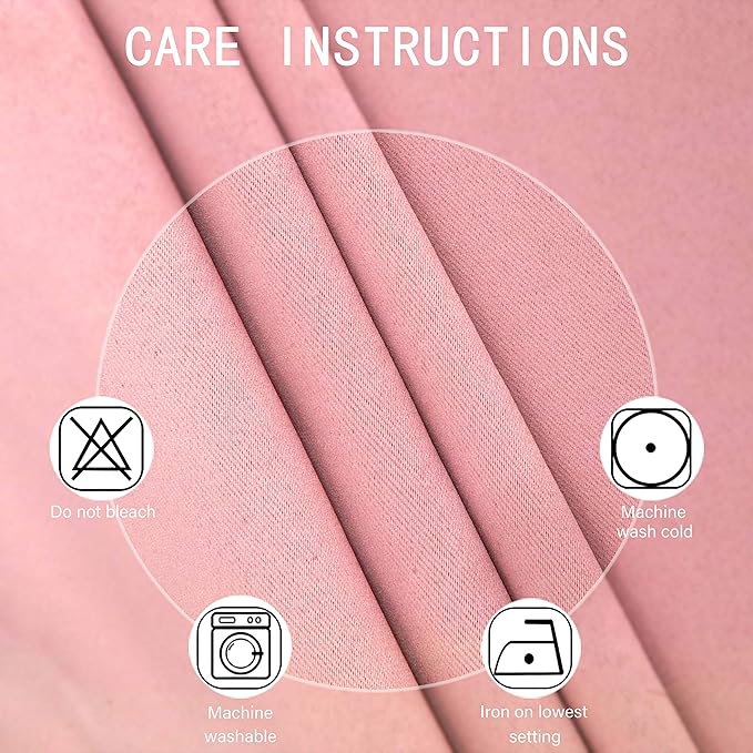 LEMOMO Pink Blackout Curtains/42 x 84 Inch/Set of Two Panels Grommet Bedroom Curtains