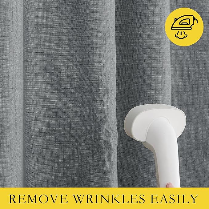 NICETOWN 100% Absolutely Blackout Linen Curtains with Thermal Insulated White Liner, Dove Grey, 62" Wide, 2 Pieces, Privacy Vertical Window Drapes for Office Laundry Living Room Windows 72 inch Long
