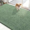 OLANLY Dog Door Mat for Muddy Paws 50x30, Absorbs Moisture and Dirt, Absorbent Non-Slip Washable Doormat, Quick Dry Chenille Mud Mat, Entry Indoor Entryway Carpet for Inside Floor, Olive Green