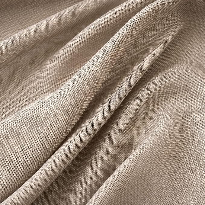 MIULEE Taupe Linen Curtains 63 Inch Length 2 Panels for Bedroom Living Room, Soft Thick Linen Textured Kitchen Window Drapes Semi Sheer Light Filtering Back Tab Rod Pocket Burlap Look Decor