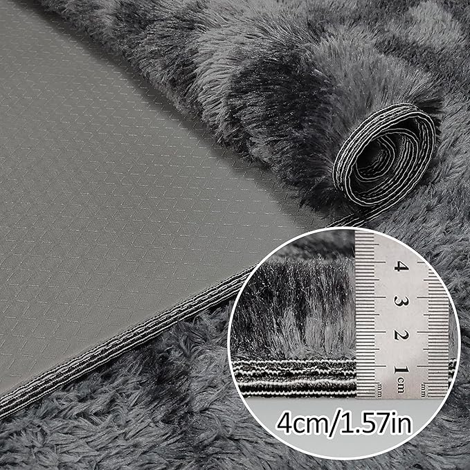 Tie-Dyed Runner Rug for Bedroom Black Grey 2x10ft Fluffy Area Rug Bedside Runner Rug for Kids Room Boys Teens Nursery Baby Living Room Dorm Home Decor Carpets