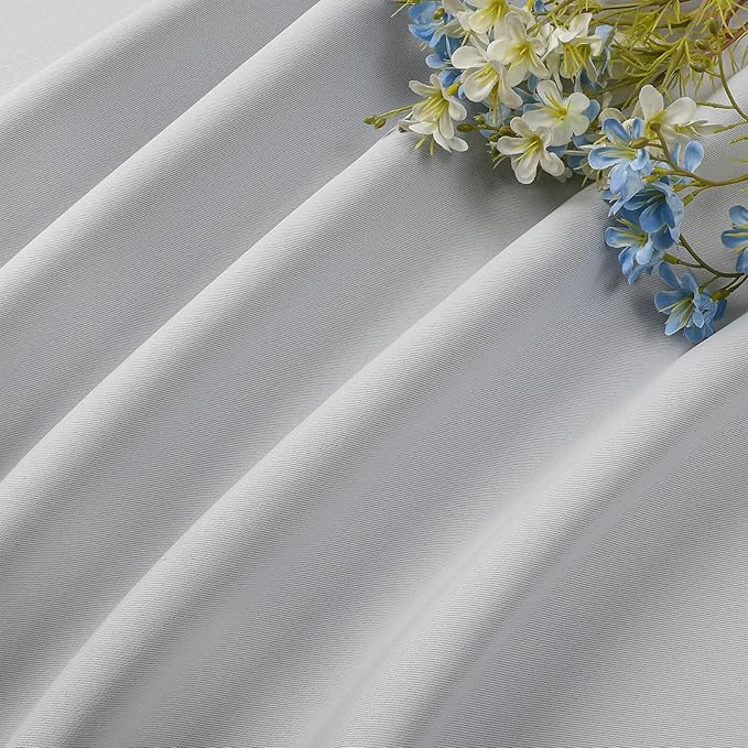 CUCRAF Grayish White Blackout Curtains 72 inch Length 2 Panels Set, Rod Pocket Room Darkening Drapes for Bedroom Living Room, Insulated Thermal Light Blocking Window Curtain (W52 x L72 Inch)