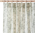 jinchan Pinch Pleated Curtains Floral Linen Blend Curtains for Living Room 96 Inches Length Green Peony Flower Printed Curtain Rod Pocket Back Tab Farmhouse Drapes with Hooks Set 2 Panels
