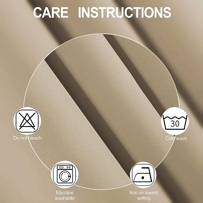 LEMOMO Blackout Curtains 66 x 95 inch/Beige Curtains Set of 2 Panels/Thermal Insulated Room Darkening Bedroom Curtains
