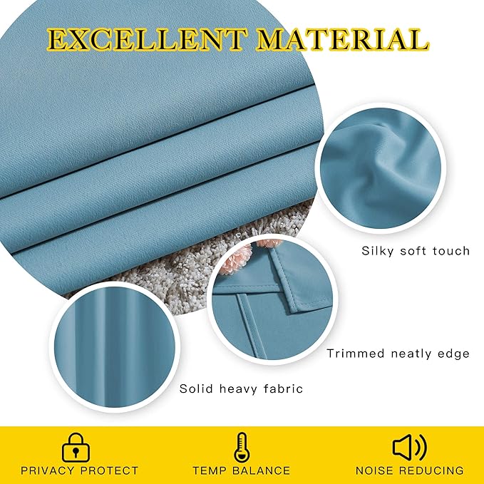 NICETOWN Blackout Curtains Panels for Window - Window Treatment Thermal Insulated Solid Grommet Blackout Drapes for Bedroom (Teal Blue, Double Panels, 66 by 72 Inch)