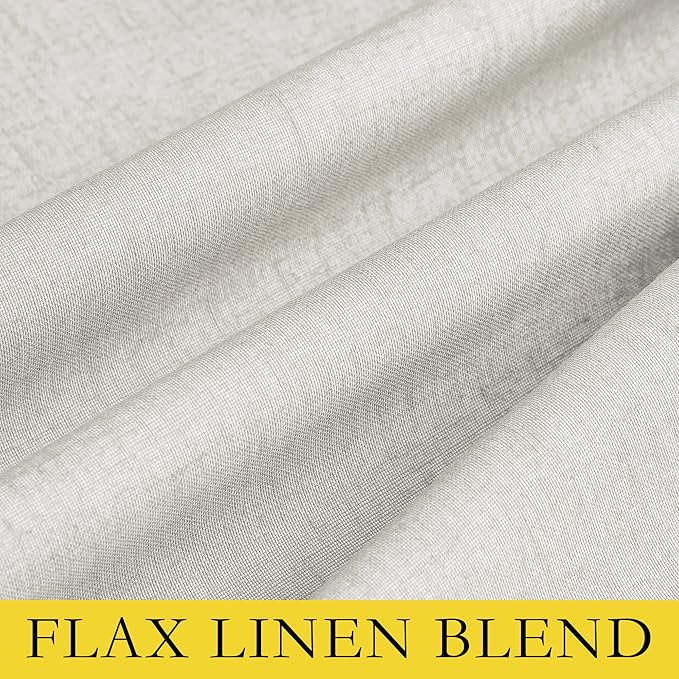 NICETOWN Linen Blackout Curtains for Kitchen, Ivory, 2 Panels, 42" Wide x 54" Long, Short Kitchen Burlap Linen 100% Blackout Drape Panels for Night Shift, Great Job for Blocking Light
