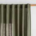 MYSKY HOME 95 Inch Semi Sheer Sliding Door Curtains Farmhouse Light Filtering Window Curtain Drapes for Patio Living Room, Linen Look Texture Fabric Bohemian Draperies, 50x95, Olive Green, 2 Panels
