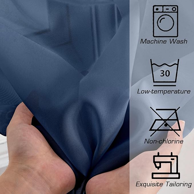 Simplebrand Navy Short Sheer Curtains 45 Inch Length for Small Windows, Rod Pocket 2 Panels Set Solid Voile Drapes Window Sheer Curtains for Bedroom Bathroom Kids Room Kitchen, 42x45 Inch, Navy