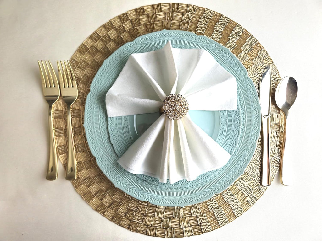 " OCCASIONS " 60 Plates Pack, Extra Heavyweight Disposable Vintage Wedding Party Plastic Plates (11'' Dinner Plate, Chateau in Mint)