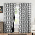 Beauoop 100% Blackout Curtains 96 Inches Long 2 Panels for Bedroom Living Room Grey Moroccan Geo Room Darkening Thermal Insulated Soundproof Rod Pocket Back Tab Window Treatments Drapes, 50x96