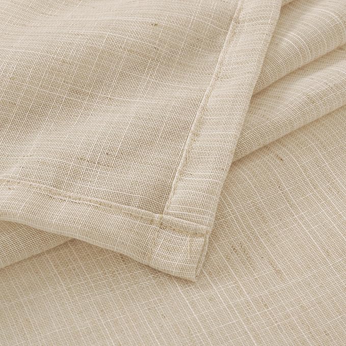 BGment Natutal Linen Cafe Curtains 30 Inch Length, Farmhouse Kitchen Window Drapes Semi Sheer with Rod Pocket Lightweight Textured for Bathroom Over Sink Decor, 2 Panels Set, 30 Inch Wide