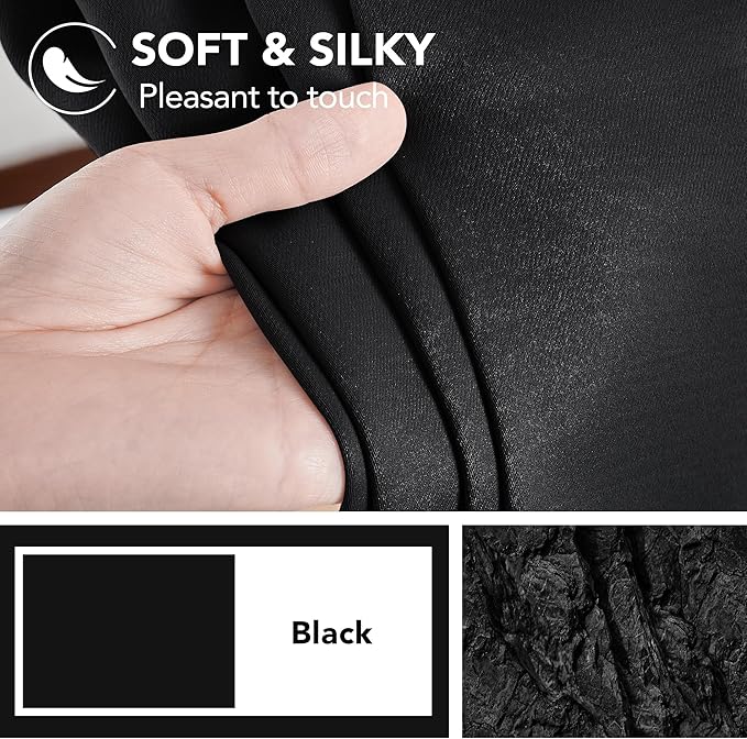 Deconovo Blackout Curtains, Thermal Insulated, W42 x L84 2 Panels, Back Tab, Machine Washable, Room-Darkening Drapes for Bedroom/Living Room Black