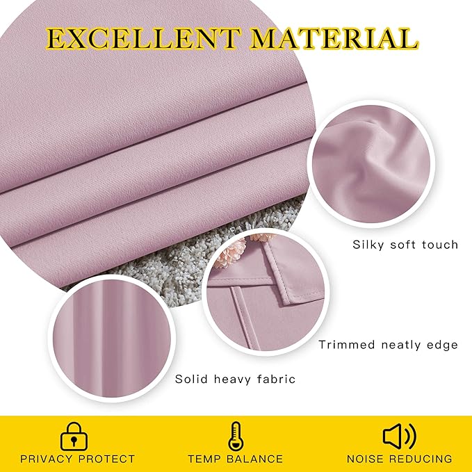 NICETOWN Room Darkening Curtain Panels 84 - Window Treatment Energy Saving Thermal Insulated Solid Grommet Room Darkening Drapes for Living Room (Baby Pink, 1 Pair, 66 by 84-Inch)
