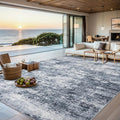 8x10 Area Rugs for Living Room - Washable Rug Modern Abstract Soft Large Neutral Non-Slip Carpet Indoor Floor Thin Carpets for Bedroom Dining Room Farmhouse Nursery Home Office Grey Blue