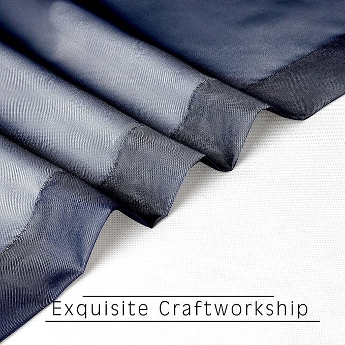OWENIE Navy Blue Sheer Curtains 72 Inches Long 2 Panels, Transparent Voile Sheer Curtain Double Rod Pocket Gauze Drapes for Living Room Bedroom Window Sliding Glass Door Treatment, 42 x 72 Inch